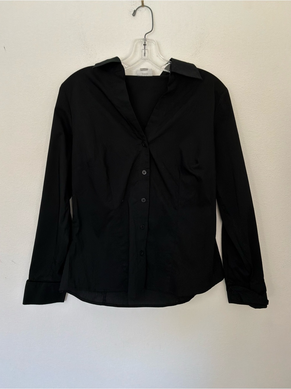Worthington Petite Stretch Black Button Down Blouse Size 10P